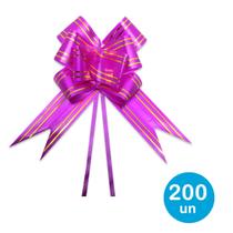 Laço fácil p/ presentes 20cm - Rosa Escuro c/ dourado 200un - Rio Tijucas