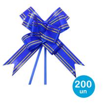 Laço fácil p/ presentes 34cm -Azul escuro c/ dourado 200un - Rio Tijucas