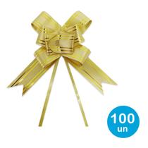 Laço fácil p/ presentes 34cm -Dourado 100un - Rio Tijucas