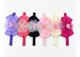 Laço Faixa Bebê Tiara Luxo Tule Arco-íris Macia Infantil 2und