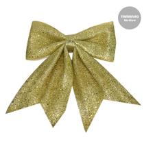 Laço Grande Dourado Glitter Natal 30x35cm