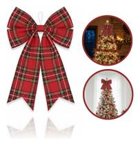 Laço Grande Enfeite Árvore Natal Xadrez 23x26cm Decoração Vermelho Xadrez Laço Grande Enfeite Árvore Natal Xadrez 23x26cm Decoração Vermelho Xadrez