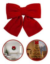 Laço Grande Vermelho Veludo Árvore Natal Decoração 20cm Vermelho Camurça Veludo