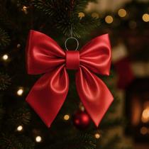 Laço Metalizado Brilhante Decoração Enfeite Árvore Natal Cor:Vermelho