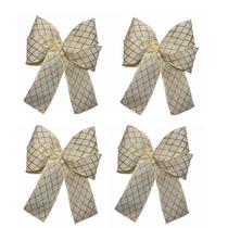 Laço Natal Dourado Reveillon Decoração Árvore Guirlanda 06un