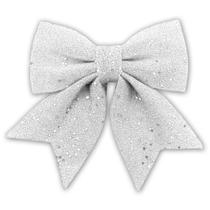 Laço Natalino New Glitter Branco 20cm Enfeite Natal