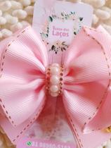 Laço prendedor de cabelo bico de Pato, cor: salmão claro, laço médio