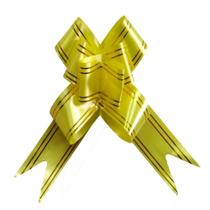 Laço Pronto Decorado 30MM X 48CM Amarelo com Fio Dourado Pacote com 120