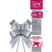 Laço Pronto Liso 22MM X 44CM Cetim Prata PCT com 05 Laço Pronto Liso 22MM X 44CM Cetim Prata PCT com 05