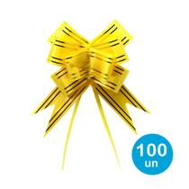 Laço pronto p/ presentes 20cm - Amarelo c/ dourado 100un - Rio Tijucas