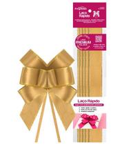 Laço Rápido de Cetim com Ourela Dourada 22mm - 5 Unidades - LRD005 - Cor 28 Ouro