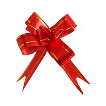 Laço rápido vermelho com fio dourado 18mm c/ 20 un Laço rápido vermelho com fio dourado 18mm c/ 20 un