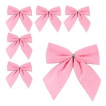 Laço rosa de enfeite para árvore de natal com 6 peças