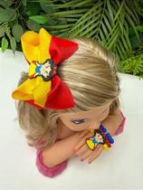 Laço Temático Branca de Neve + Pulseiras de Pérolas - Acessórios para Cabelo