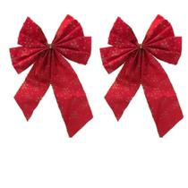 Laço Vermelho Grande Enfeite Arvore De Natal 20cm 2 unid