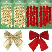 Laços de árvore de Natal Shappy, fita vermelha e dourada, 5x5cm, 48 unidades Laços de árvore de Natal Shappy, fita vermelha e dourada, 5x5cm, 48 unidades