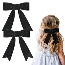 Laços de cabelo Aileam Velvet Black de 5 polegadas para meninas e crianças pequenas (2 unidades)