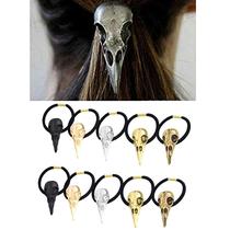 Laços de cabelo Carykon Alloy Crow Skull Elastic Ponytail x10
