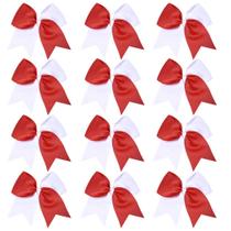Laços de cabelo Cheer DEEKA 8 polegadas vermelho/branco para meninas adolescentes x12