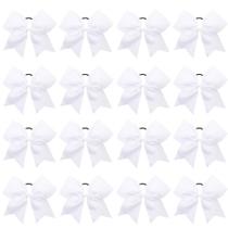 Laços de cabelo Cheer OAOLEER brancos de 8 polegadas para meninas, pacote com 16 Laços de cabelo Cheer OAOLEER brancos de 8 polegadas para meninas, pacote com 16