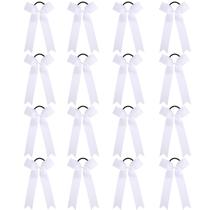 Laços de cabelo Cheer OAOLEER College Style, cauda longa, 16 peças, brancos