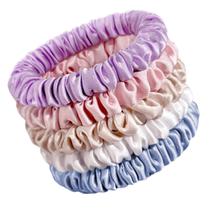 Laços de cabelo de seda OLESILK 100% Mulberry Silk Scrunchies, pacote com 5