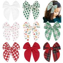 Laços de cabelo DEEKA, 8 peças de algodão com tema de Natal, 13 cm