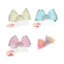 Laços De Cabelo Em Gradiente De Arco-Íris Pastel, Clips De Coroa De Princesa, Grampo De Cabelo Em