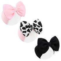 Laços de cabelo Lanmerry Moo Cow Print de 15 cm para meninas em preto e rosa Laços de cabelo Lanmerry Moo Cow Print de 15 cm para meninas em preto e rosa