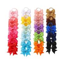 Laços De Cabelo Mini De Grosgrain Feitos À Mão Para Meninas, 20, 30, 40 Peças, Elásticos