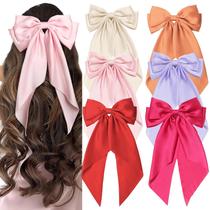 Laços de cabelo terse para mulheres e meninas, clipes de laço grandes, 6 peças