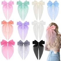 Laços de cabelo TOKUFAGU Big para mulheres e meninas, 10 peças com cauda longa