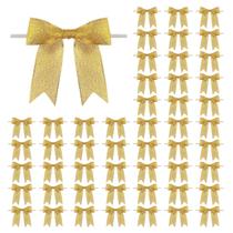 Laços de fita Craft Twist Tie Bow 7,5 cm dourados para embrulhar presentes
