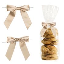 Laços de fita de cetim LIZLOVESS Champagne Gold 9 cm para presente (50)