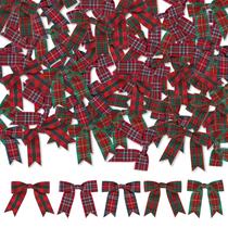 Laços de fita de Natal Meseey, 50 peças, 6,5 cm, vermelho, verde