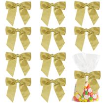 Laços de fita decorativos AIMUDI Gold Satin 11,5 cm com laços torcidos, 36 unidades