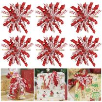 Laços de fita encaracolada de Natal AIMUDI de 10 cm, 6 peças vermelho/branco Laços de fita encaracolada de Natal AIMUDI de 10 cm, 6 peças vermelho/branco