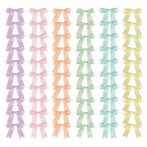 Laços de fita Meseey Pastel Rainbow Satin 60 unidades de 6,5 cm com gravata