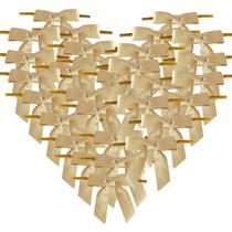 Laços de fita Micomon Gold Satin 50 unidades de 2,5 cm com laços torcidos Laços de fita Micomon Gold Satin 50 unidades de 2,5 cm com laços torcidos