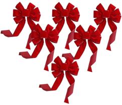 Laços de Natal, embrulho para presente, etc. Red Velvet com 10 cm de largura, conjunto de 6