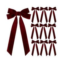 Laços De Natal Vermelho Veludo 10pcs Fitas Festivas Decorações De Presentes Artesanato Rústico
