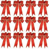 Laços de Natal WILLBOND Glitter 25 x 20 cm Festa de Natal x12 Laços de Natal WILLBOND Glitter 25 x 20 cm Festa de Natal x12