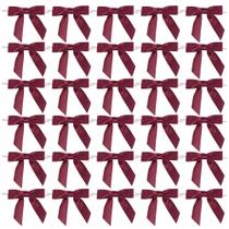 Laços de presente de cetim AIMUDI Burgundy de 2,5 cm, pré-amarrados, 50 unidades