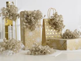 Laços de presente de serapilheira HUIHUANG Curly, autoadesivos, 5 polegadas, 6 unidades