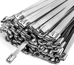 Laços de zíper de metal Neojao 304, aço inoxidável, 30 cm, 100 unidades