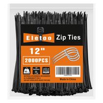 Laços de zíper Eletoo 30 cm de nylon preto PA66 resistentes a UV (pacote 2000)