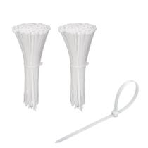 Laços de zíper KOOWIN de 10 cm, nylon, plástico, pacote com 200, branco