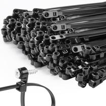 Laços de zíper MasiStranth 1000 peças 30 cm, nylon preto, 70 kg com orifício de parafuso