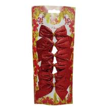 Laços Decorativos Com Glitter 6 unidades Natalinos Enfeite Natal