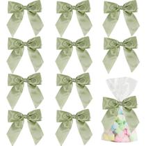 Laços decorativos de cetim AIMUDI 11,5 cm, verde sálvia, 36 unidades
